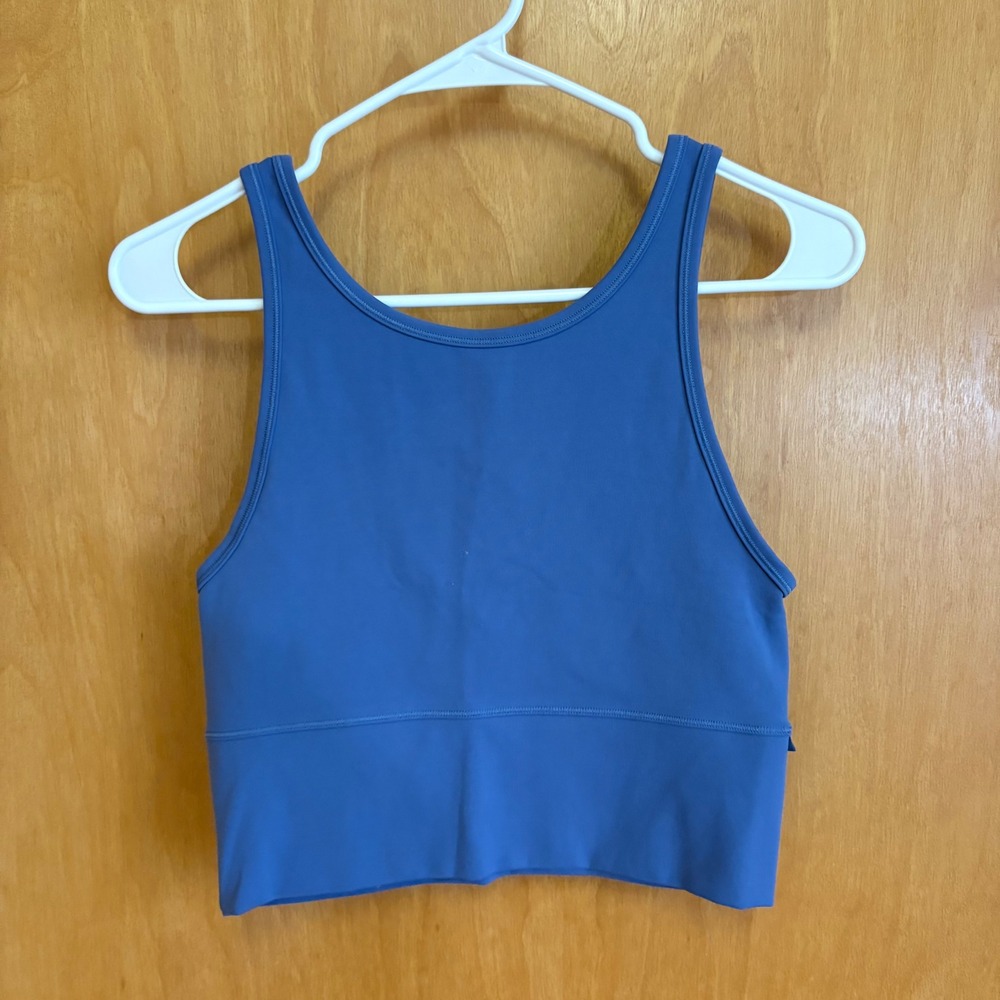 Lululemon Align V‎ Neck Tank Top Blue Cropped Athletic Yoga Workout Women